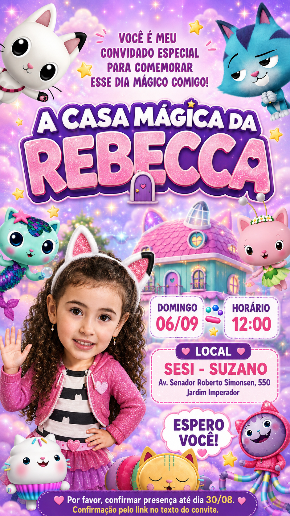 Convite de aniversário da Rebecca